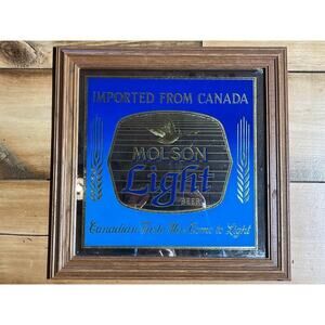 Vintage Molson Light Beer Mirror Sign. Canadian. Man cave Bar decor  16x16